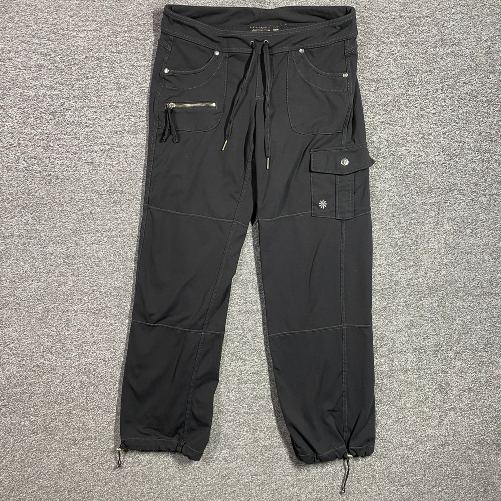 Athleta Supplex Cargo‎ Pants Petite Small Black Bungee Hem
